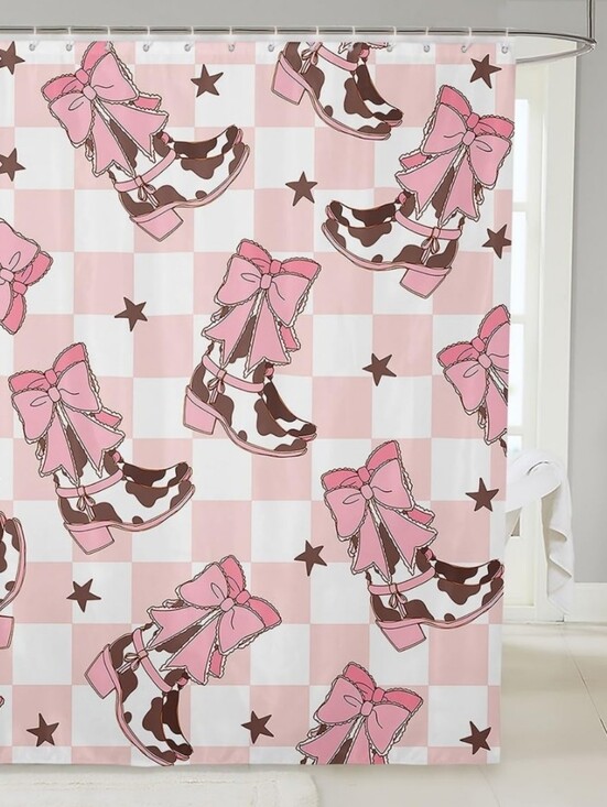 Other - NEW! Pink & Brown Cowboy Boots Shower Curtain 70x70